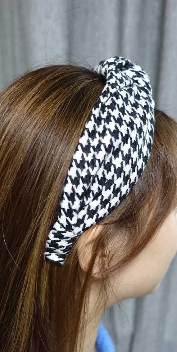 Knotted Headband Houndstooth Hairband Large Pattern Headband  display picture 1