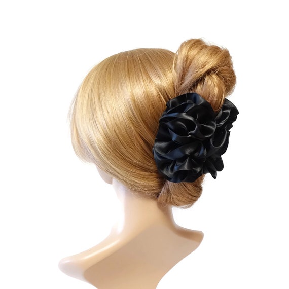 Handmade Ruffle Wave Fabric Flower Hair Jaw Claw Clip