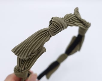 Pleated Bow Headband for Women, Knotted Fabric Headband, Comfortable Steel Frame Hairband, Korean Hair Accessory