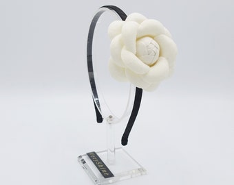 camellia headband woolen flower thin hairband for women