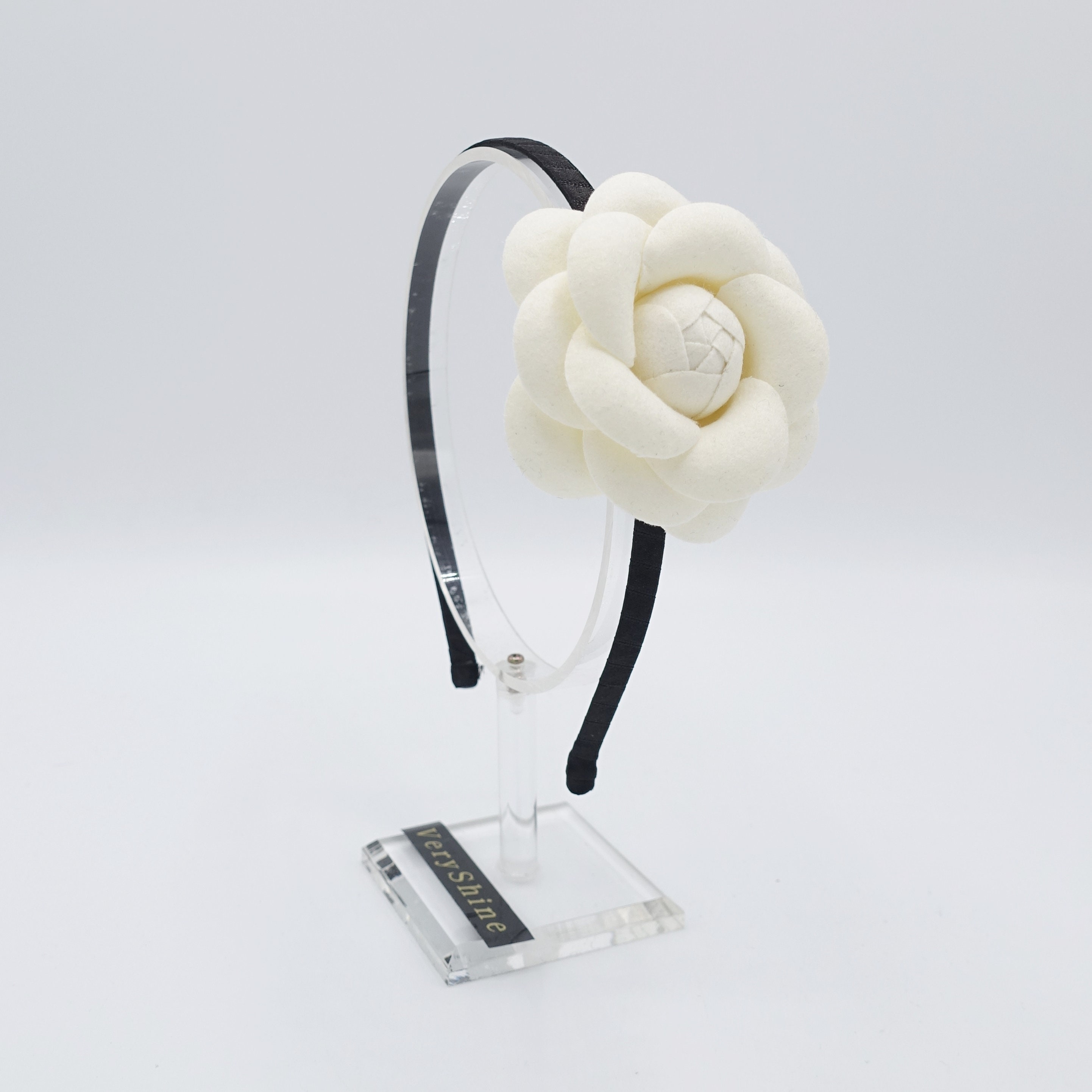 Chanel Headband Vintage Black Silk White Camellia – Mightychic