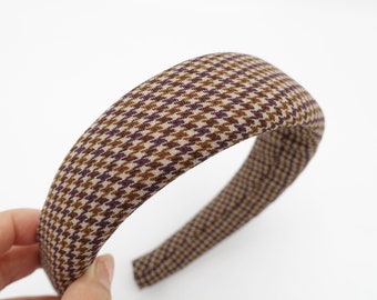 houndstooth check padded headband pearl hairband classy hair accessory for women