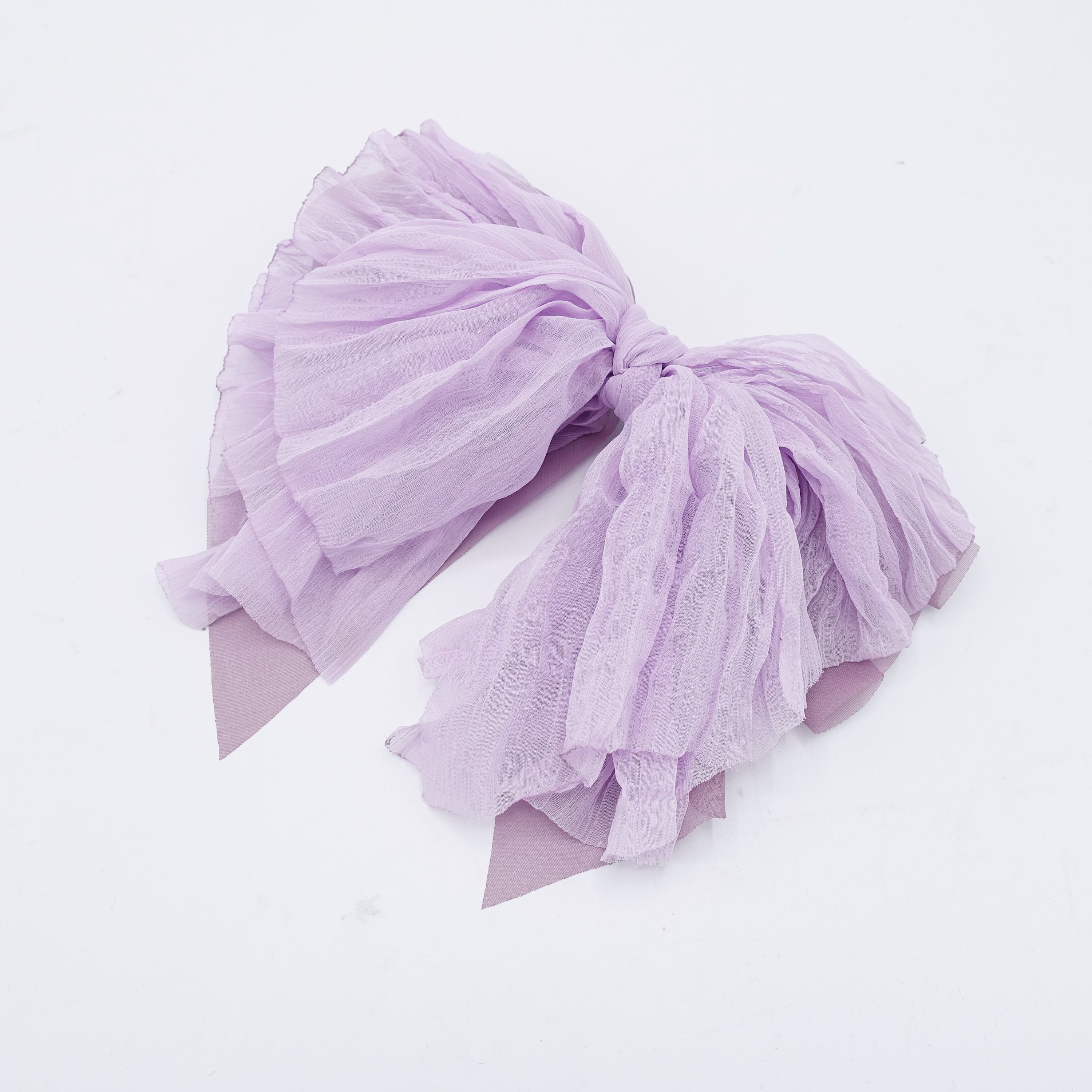 Crinkled Chiffon Bow Layered Droopy Hair Bow Women Hair