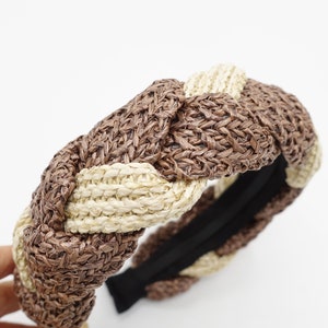 two tone straw braided headband