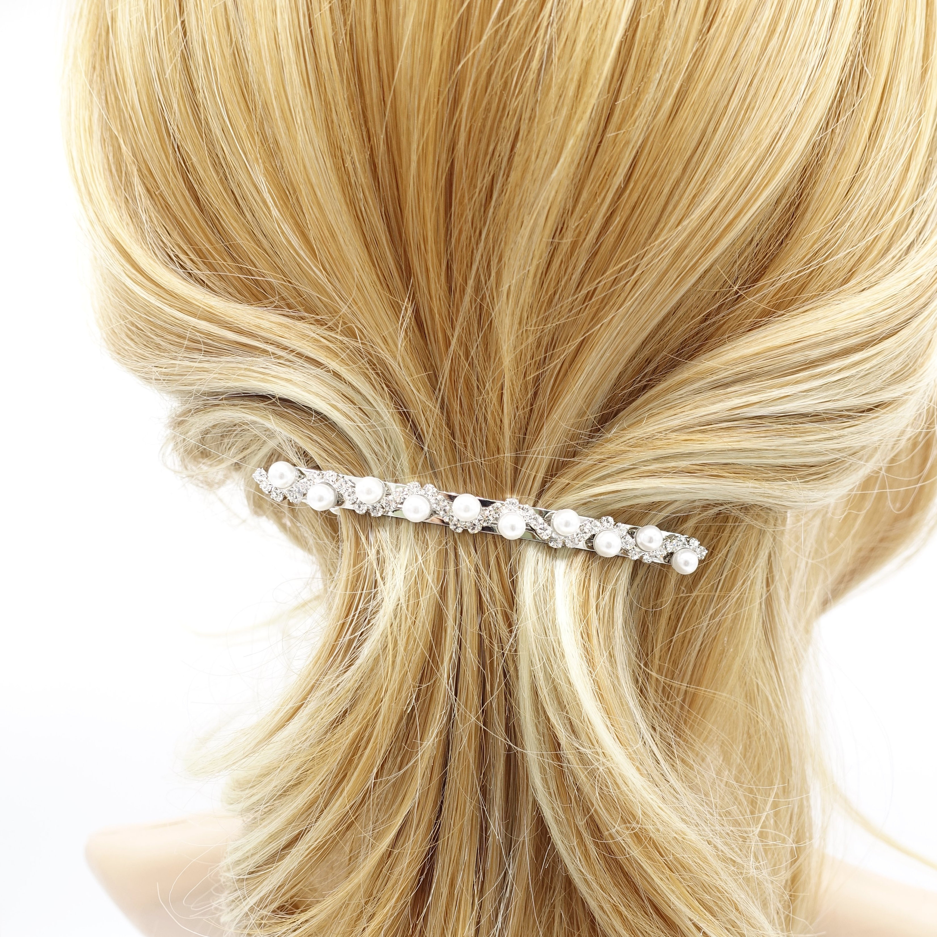 Fascia Per Capelli Elastica Con Perla Sintetica Bianca – Accessorio Elegante Per Acconciature, Regalo Donna - 3
