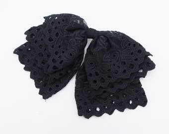 Lace Hair Bow: Embroidered Cotton, Layered Barrette