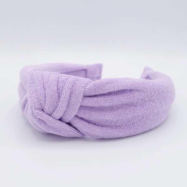 terry cloth top knot headband cozy fashion hairband for women