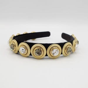 Goldenes Samtstirnband Strass verziertes Luxus-Haarband für Frauen