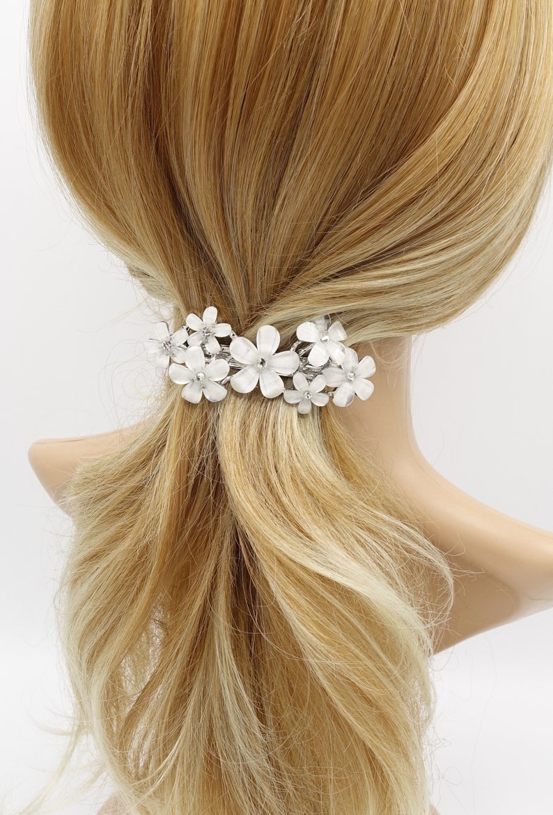 white flower hair barrette image 5