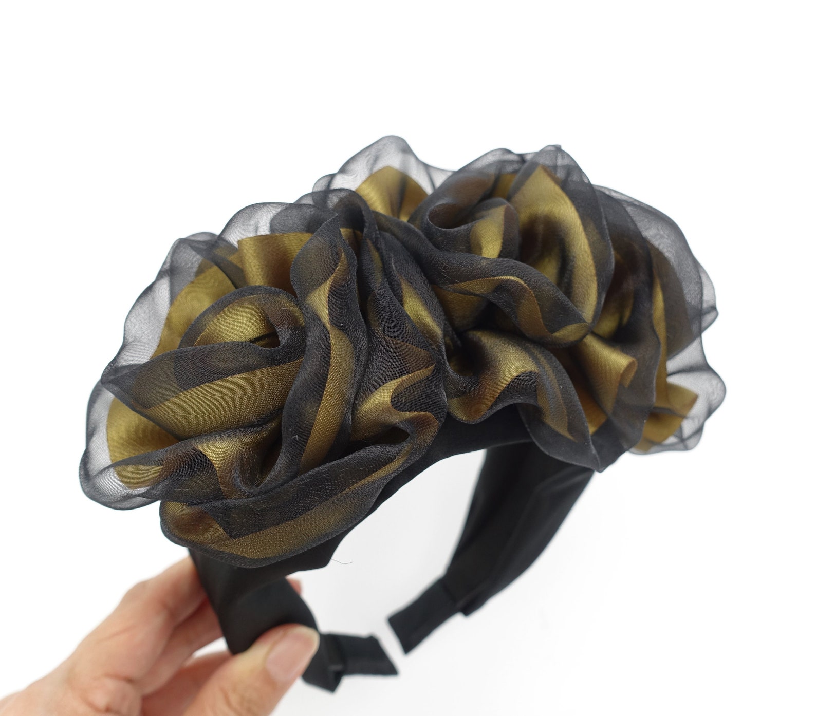 Moonlight shy flower headband organdy wrapped mesh satin petal | Etsy