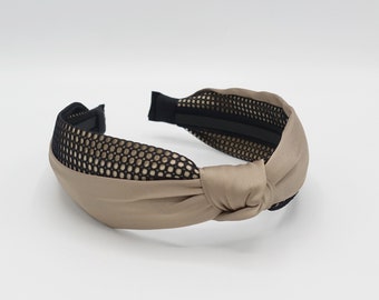 satin knot headband mesh 2 tone hairband for women