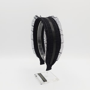 frill tulle satin strap headband