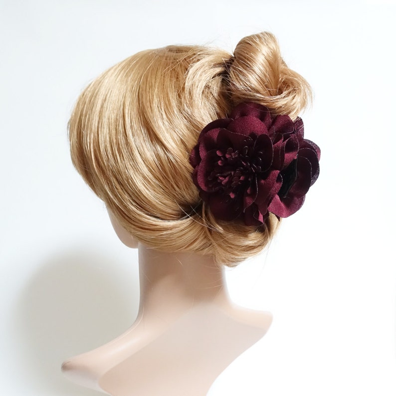 flower decorated hair claw Long Stamen Pistil Flower Hair Claw Clip Women Hair Clamp image 6