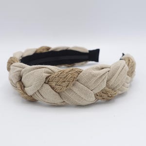 linen rattan headband, braided headband for women