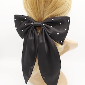 Pearl Embellished Satin Hair Bow - Large Formal Hair Accessory