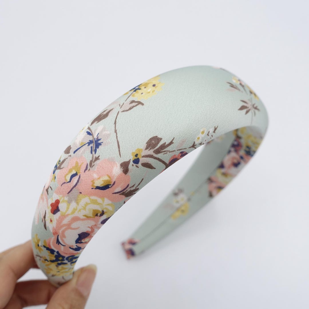 Floral Padded Headband: Silky Fabric Women