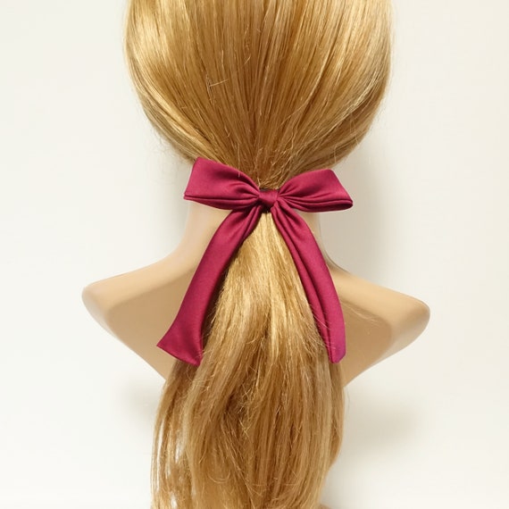 Satin Hair Bow Tail Ponytail Holder Satin Mini Hair Bow Knot Etsy
