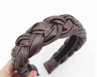 leather braided headband chunky plaited stylish hairband
