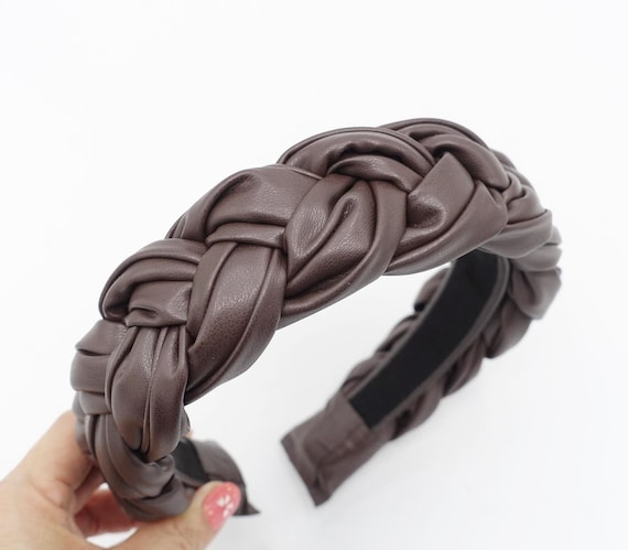 Vegan Leather Braided Wide Headband Women main image 2