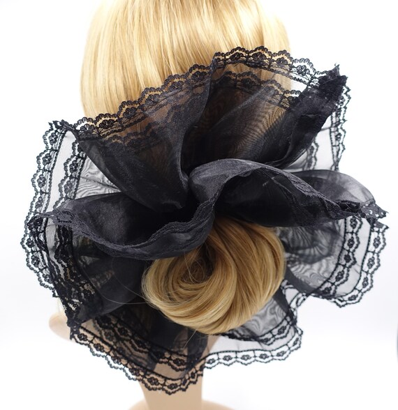 Gothic  lace tulle hair decorations/accessories Gothic Lolita Headband Black Bow Lace Hair Accessory main image 3