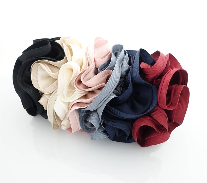 Grosgrain Trim Satin Hair Scrunchies Hair Elastics for Woman zdjęcie 7