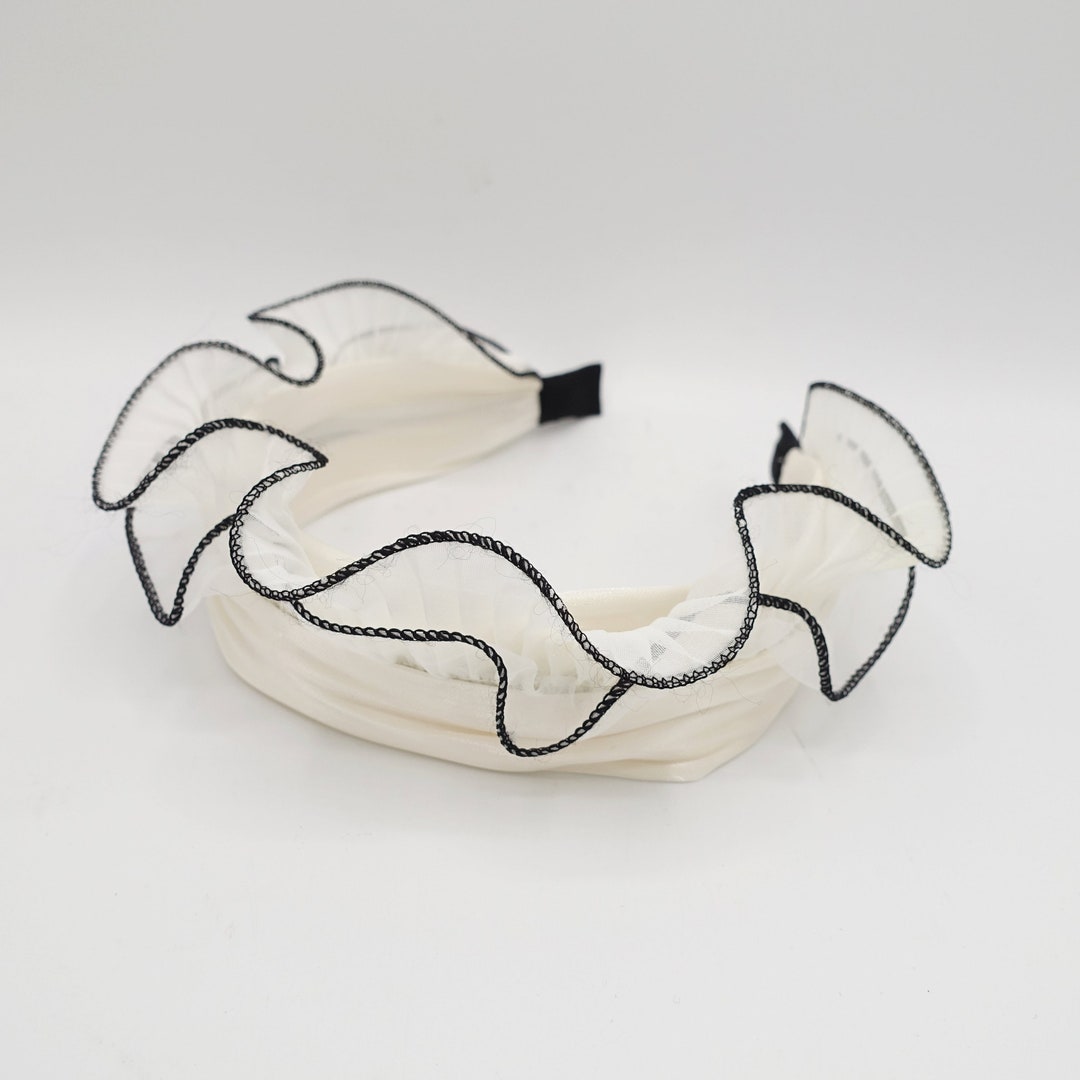 Pleated Lettuce Hem Headband Organdy Hairband Cute Hair Accessory for