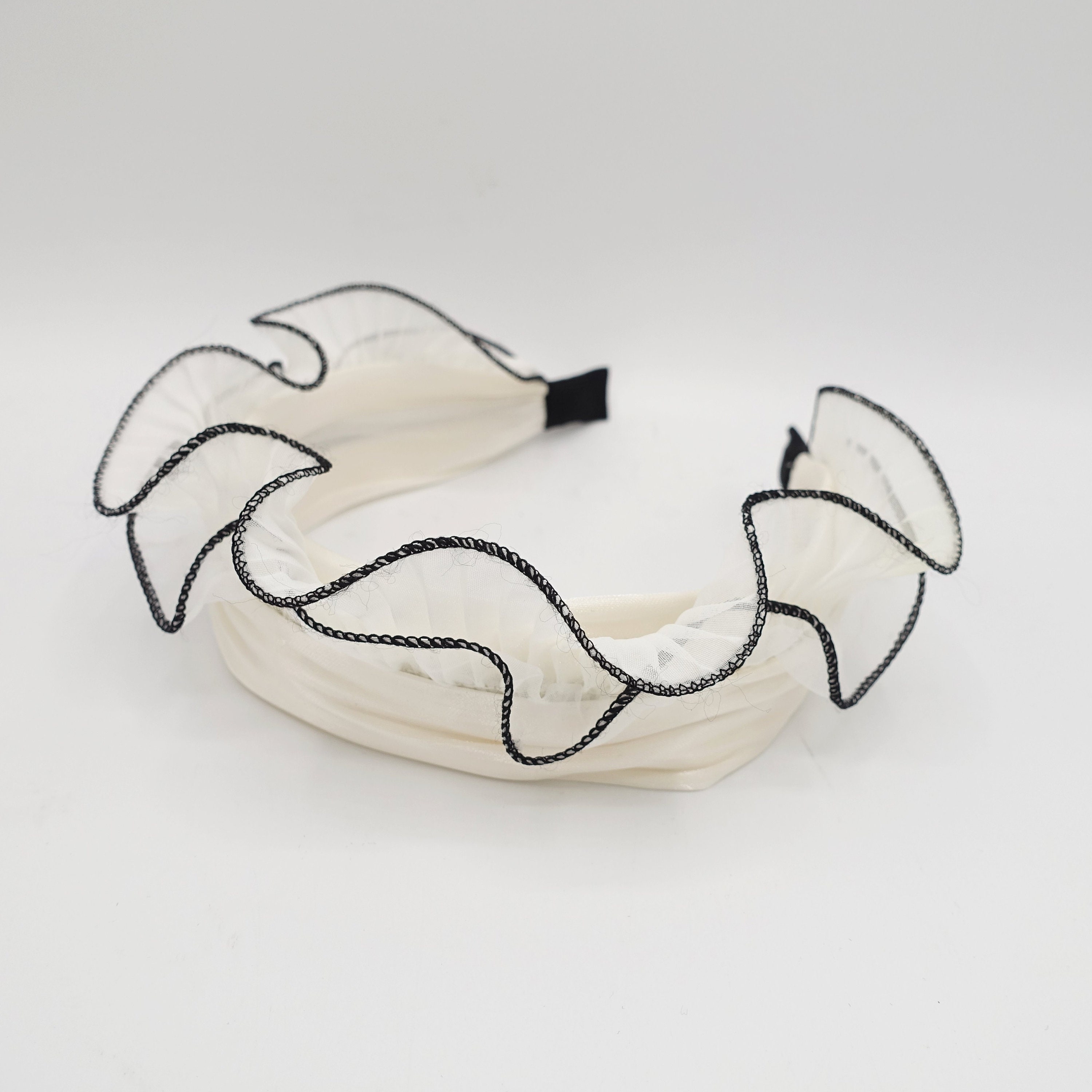 Pleated Organdy Headband: Lettuce Hem Chiffon Hair Accessory