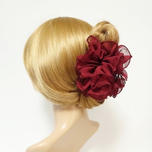 chiffon ruffle wave hair claw solid color wave flower hair jaw clamp