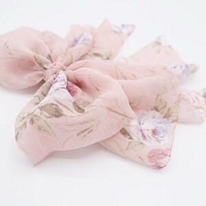 Chiffon Flower Print Bow Droopy Floral Layered Style Bow Hair Accessory ...
