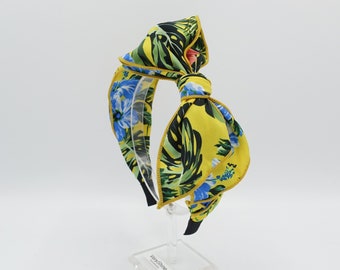 big flower print headband bow knotted hairband hair accessory for women