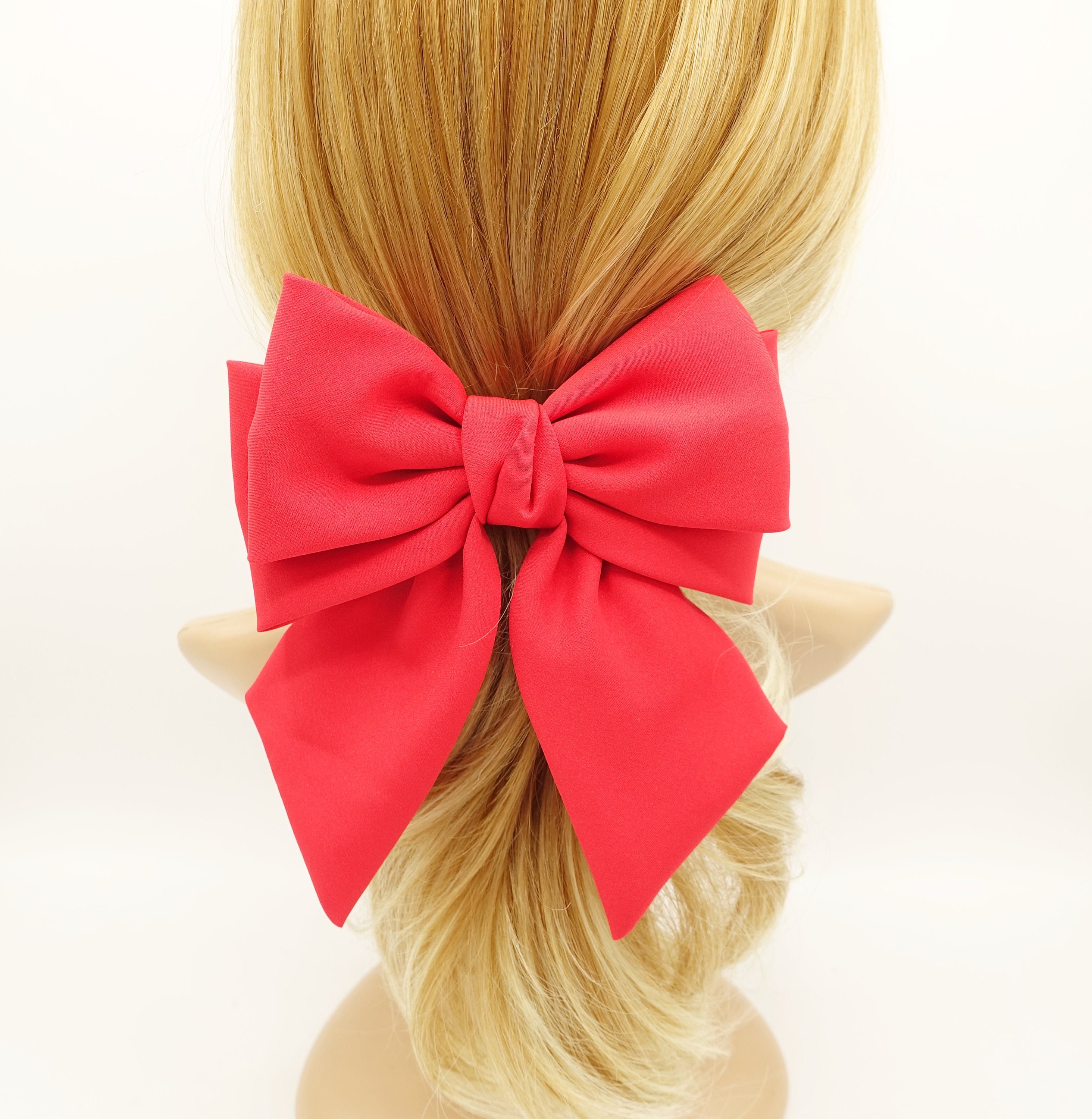 Thick Double Layered Tail Hair Bow Chiffon Hair Barrette for 