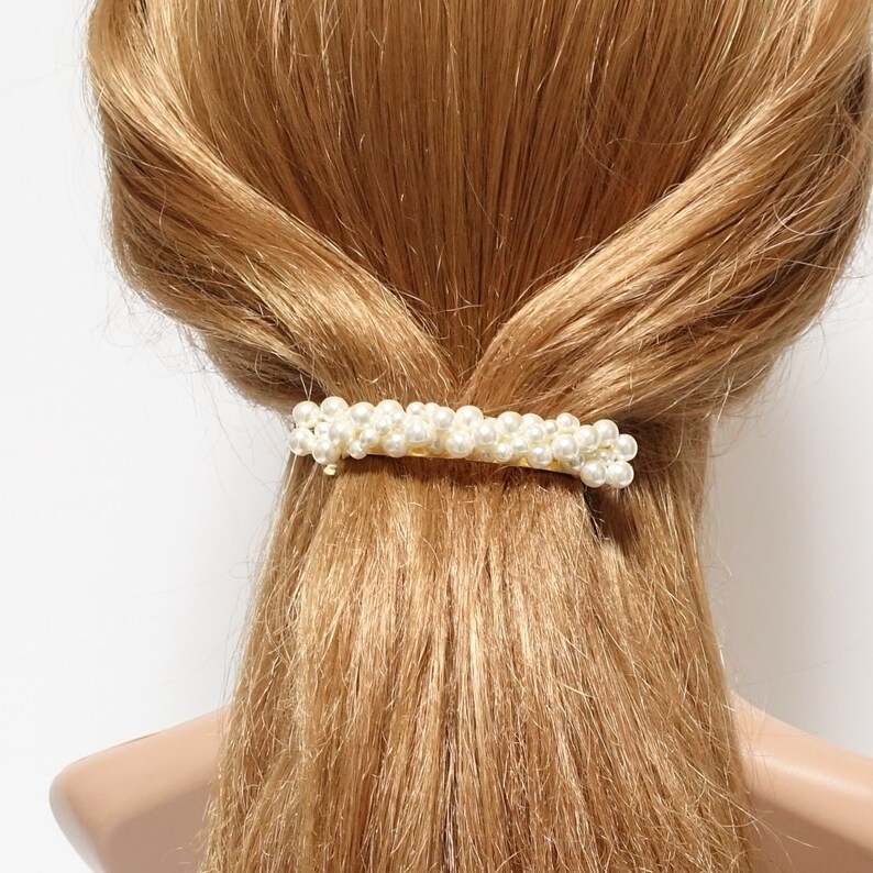 Pearl Decorated Hair Bow Tiny Pearl Ball Beaded Bow French - Etsy