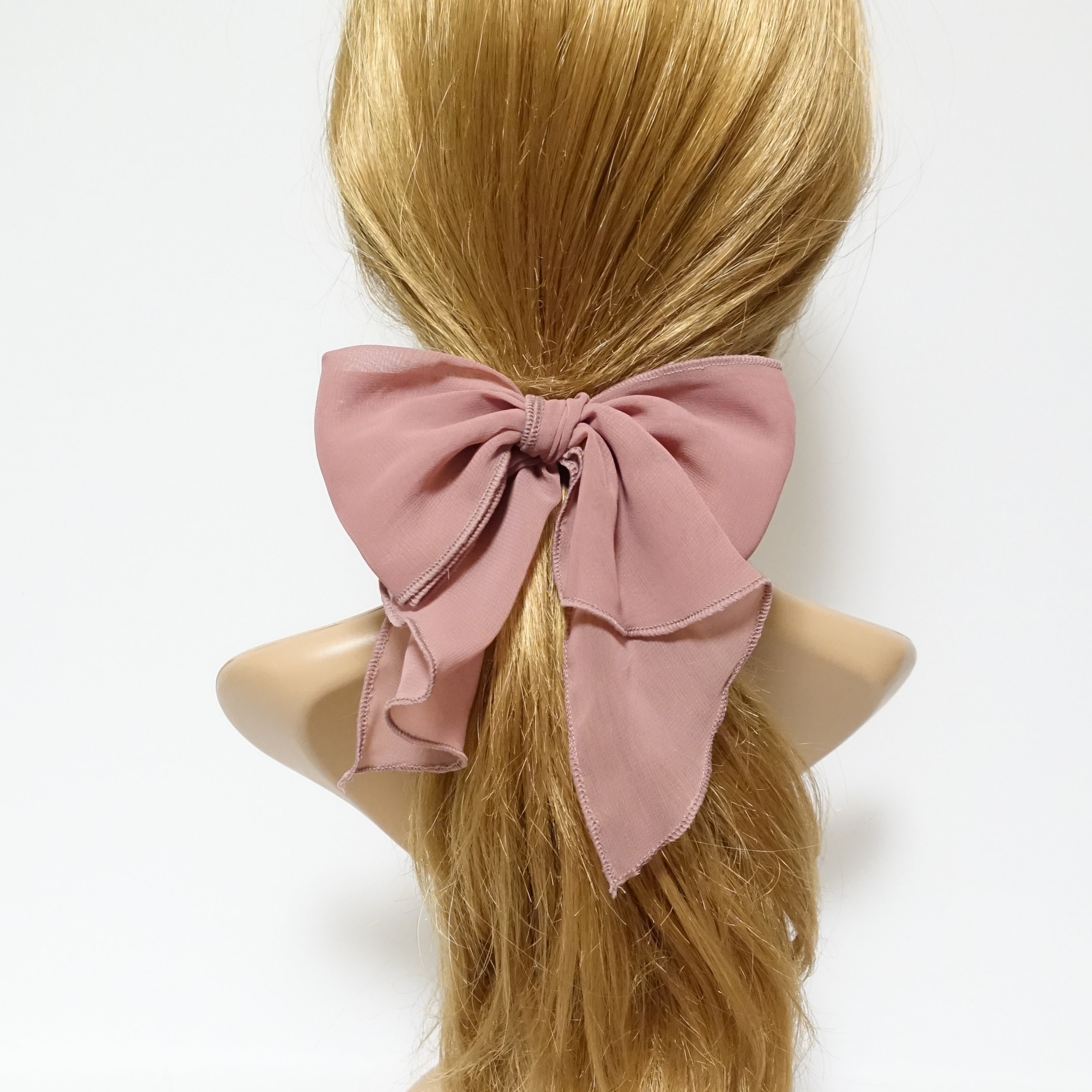 Chiffon solid color bow knot hair tie elastic ponytail holder Etsy