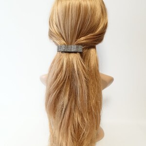 Jewel Layered Hair Bow Octant Rhinestone Decorated French Hair Barrette ...