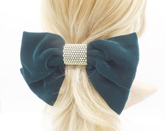 Rhinestone Embellished Velvet Hair Bow for Women - Etsy