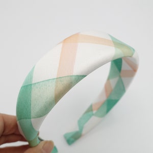 colorful check headband padded Spring Summer hairband for women