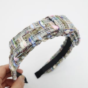 Glittering Tweed Headband: Flat Bow Hair Accessory