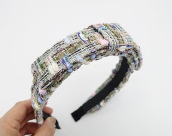 Glitzerndes Tweed Stirnband flaches Schleifen Haarband hochwertiger Haarschmuck für Frauen