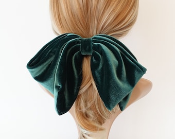 Aura velvet layered big hair bow french barrette women hair accessory