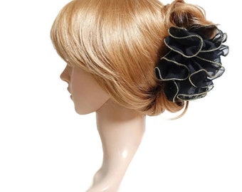 chiffon ruffle flower hair claw Golden Edge Trim Hair Jaw Claw Clip Hair Accessories