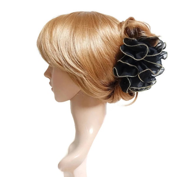 chiffon ruffle flower hair claw Golden Edge Trim Hair Jaw Claw Clip Hair Accessories