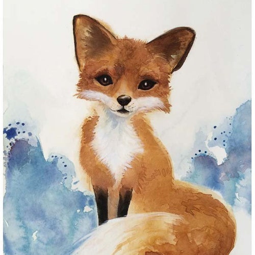 Golden Fox Art Print Nursery Wall Decorwoodland Watercolor - Etsy Golden Fox Art Print Nursery Wall Decorwoodland Watercolor - Etsy