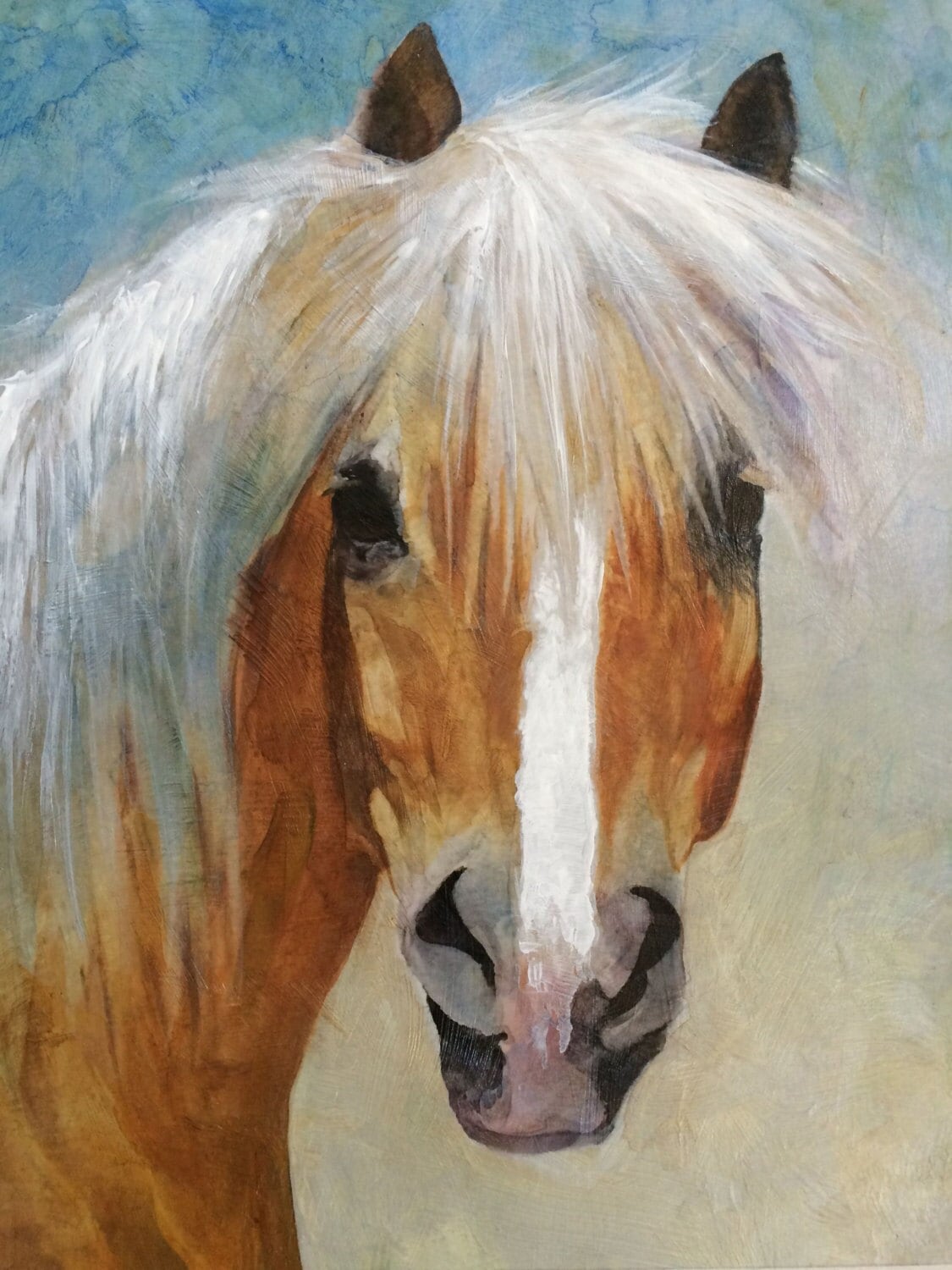 Palomino Haflinger Horse Giclée Print, Gold and White