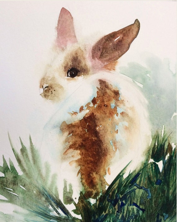 Watercolor Bunny Print, Rabbit Art, Nursery Baby Shower Gift