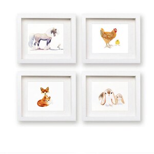 Impression aquarelle lapin, art lapin, cadeau de baby shower pour chambre d'enfant, chambre de fille, décoration murale pour enfant, cadeau mignon pour amoureux des animaux, marron et blanc image 8