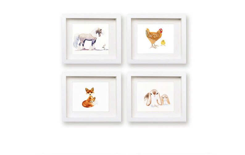 Impression aquarelle lapin, art lapin, cadeau de baby shower pour chambre d'enfant, chambre de fille, décoration murale pour enfant, cadeau mignon pour amoureux des animaux, marron et blanc image 8