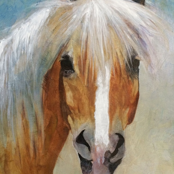 Horse Art,Acrylic Horse Giclee,  Painting Original Art, Palomino Horse Painting,Haflinger Art, Palomino Horse,Horse Lover Gift, Gift for Her