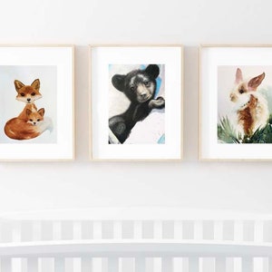 Impression aquarelle lapin, art lapin, cadeau de baby shower pour chambre d'enfant, chambre de fille, décoration murale pour enfant, cadeau mignon pour amoureux des animaux, marron et blanc image 6