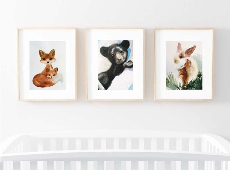 Impression aquarelle lapin, art lapin, cadeau de baby shower pour chambre d'enfant, chambre de fille, décoration murale pour enfant, cadeau mignon pour amoureux des animaux, marron et blanc image 6