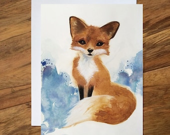 Fuchs-Karte, Fuchs-Grußkarte, Bleistift Kunst leere Karte, alles Gute zum Geburtstag Karte, jede Gelegenheit leere Grußkarte